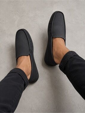 Unlisted Kenneth Cole Mens Black Textured Driving Loafers Size 9.5 New